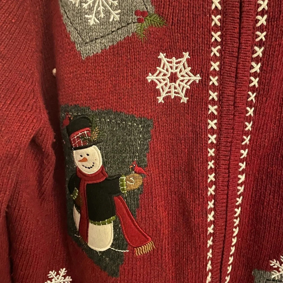 Croft & Barrow XL red Holiday sweater w/full zip front closure w/toggle pull. - Picture 5 of 9